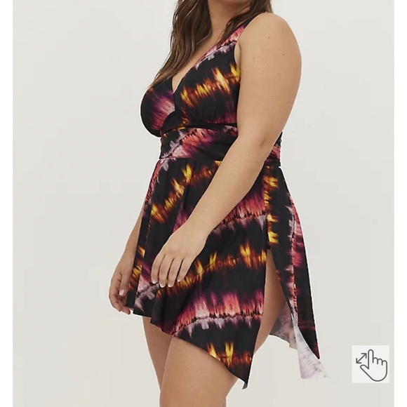 Torrid ASYMMETRICAL HEM SWIM DRESS SHORT LENGTH STRIPE TIE DYE | multiple sizes - Picture 5 of 12